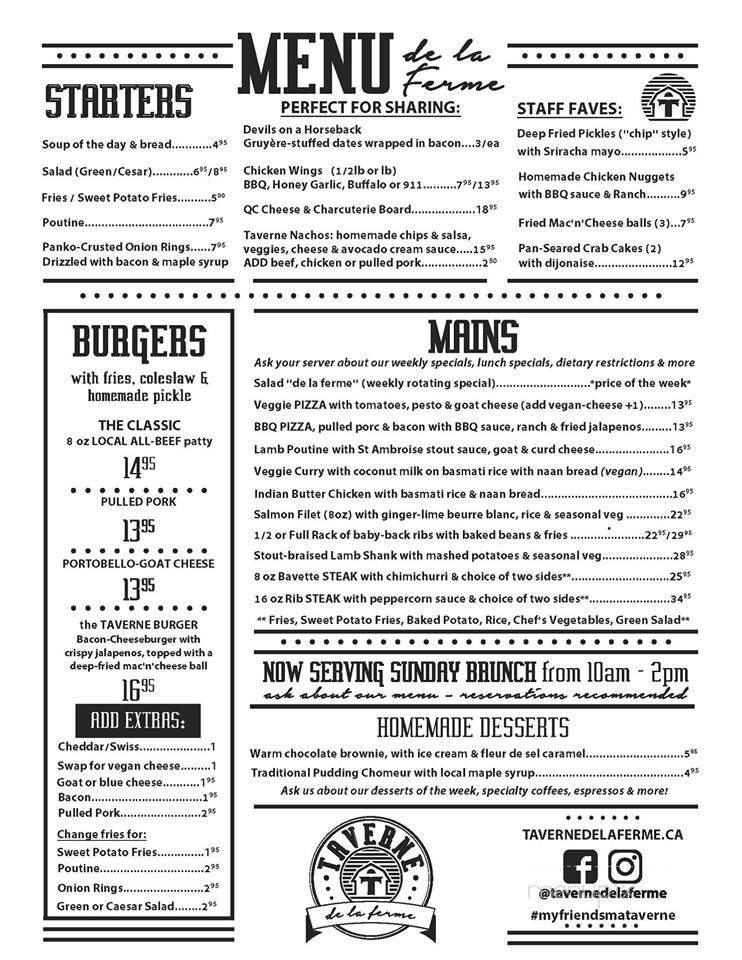 Taverne de la Ferme - Ormstown, QC menu_pic