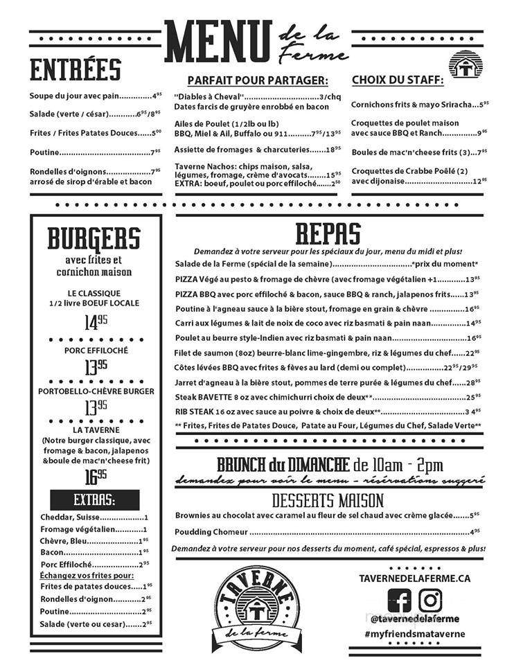 Taverne de la Ferme - Ormstown, QC menu_pic