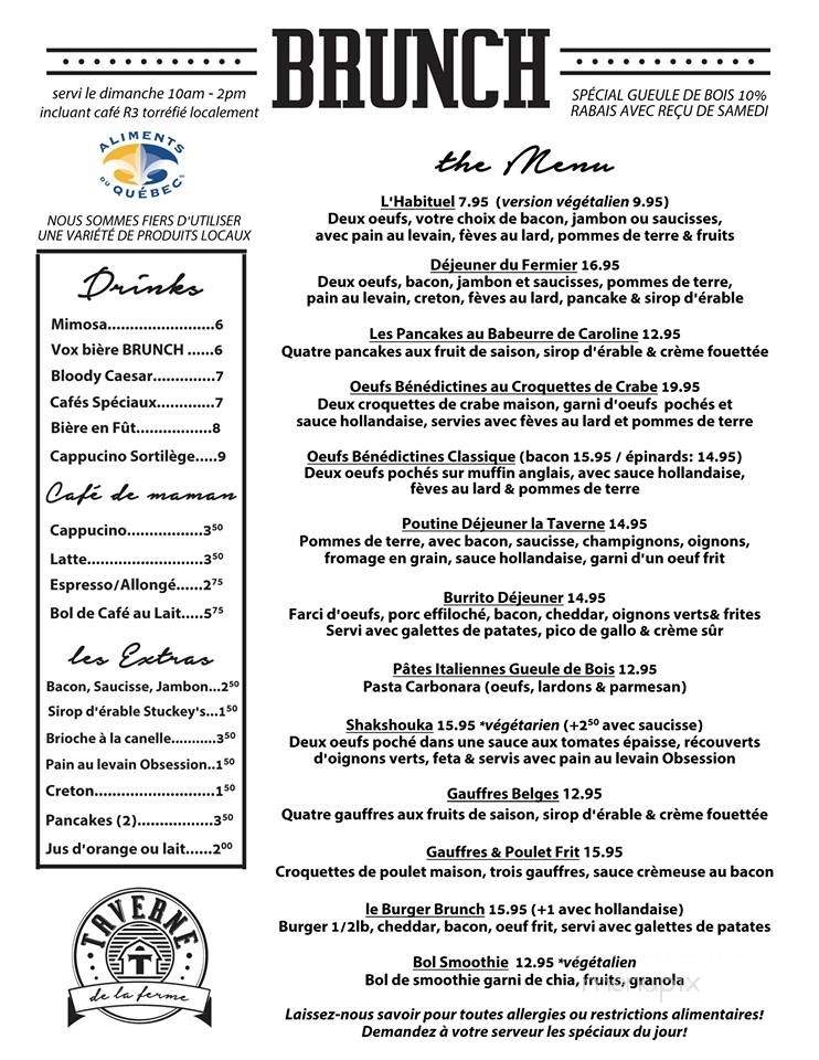 Taverne de la Ferme - Ormstown, QC menu_pic