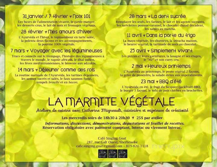 Cafe Singing Goat - Sherbrooke, QC menu_pic