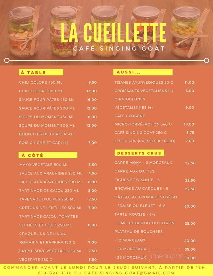 Cafe Singing Goat - Sherbrooke, QC menu_pic