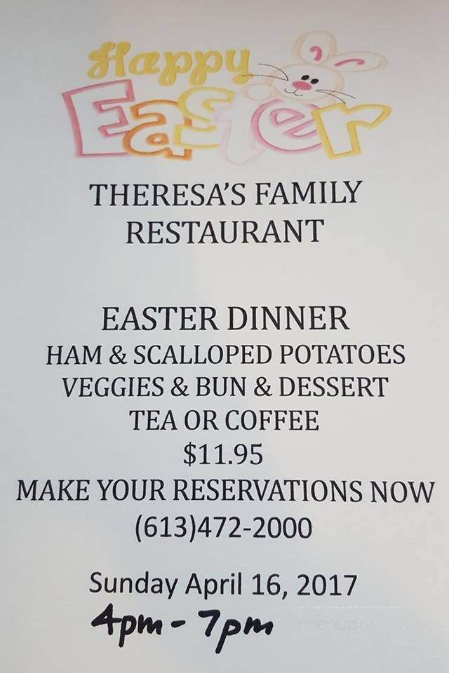 Theresa's Family Restaurant - Marmora, ON menu_pic