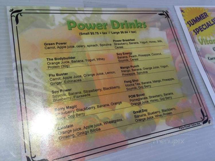 Pure Power Juice Bar - Ottawa, ON menu_pic