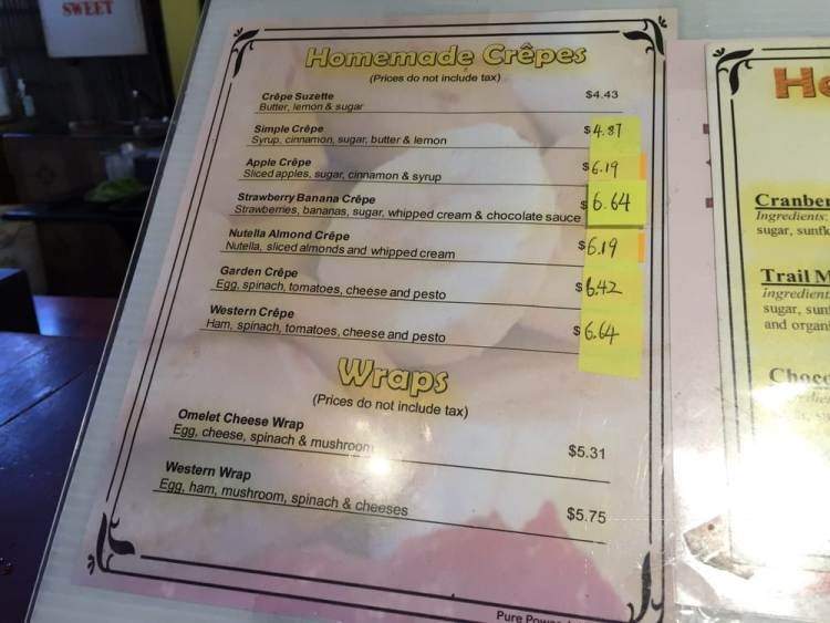 Pure Power Juice Bar - Ottawa, ON menu_pic