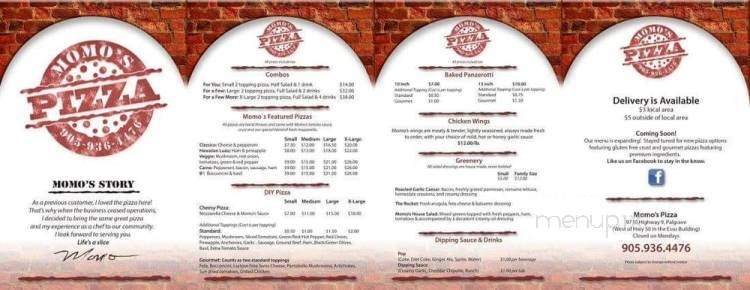 Momo's Pizza - Caledon, ON menu_pic