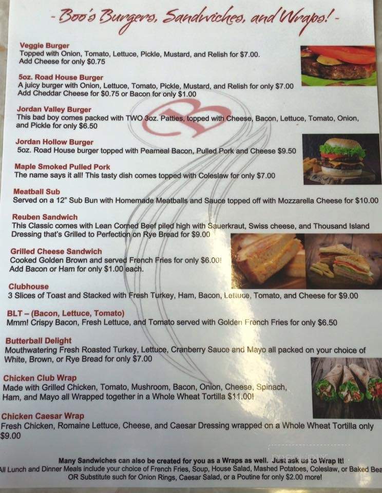 Boo's Bar & Eatery - Lincoln, ON menu_pic