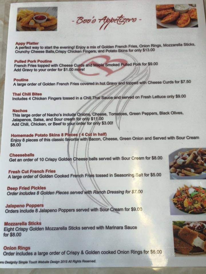Boo's Bar & Eatery - Lincoln, ON menu_pic