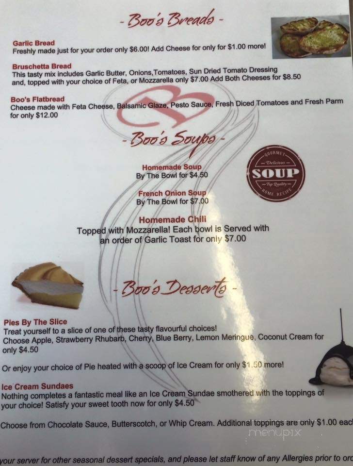 Boo's Bar & Eatery - Lincoln, ON menu_pic