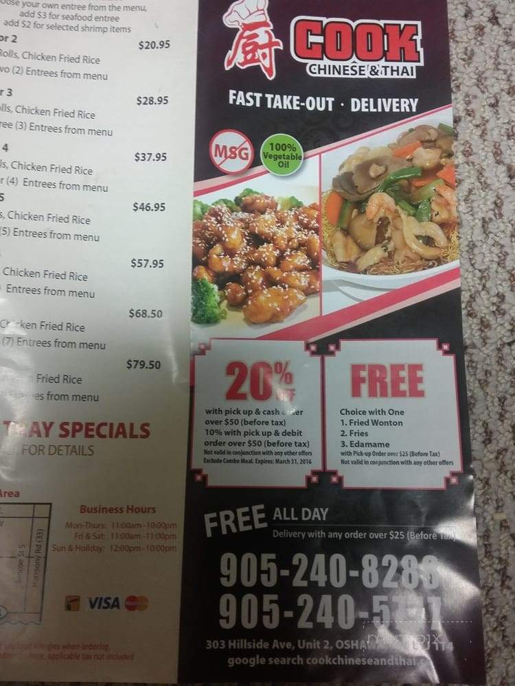 Cook Chinese & Thai - Oshawa, ON menu_pic