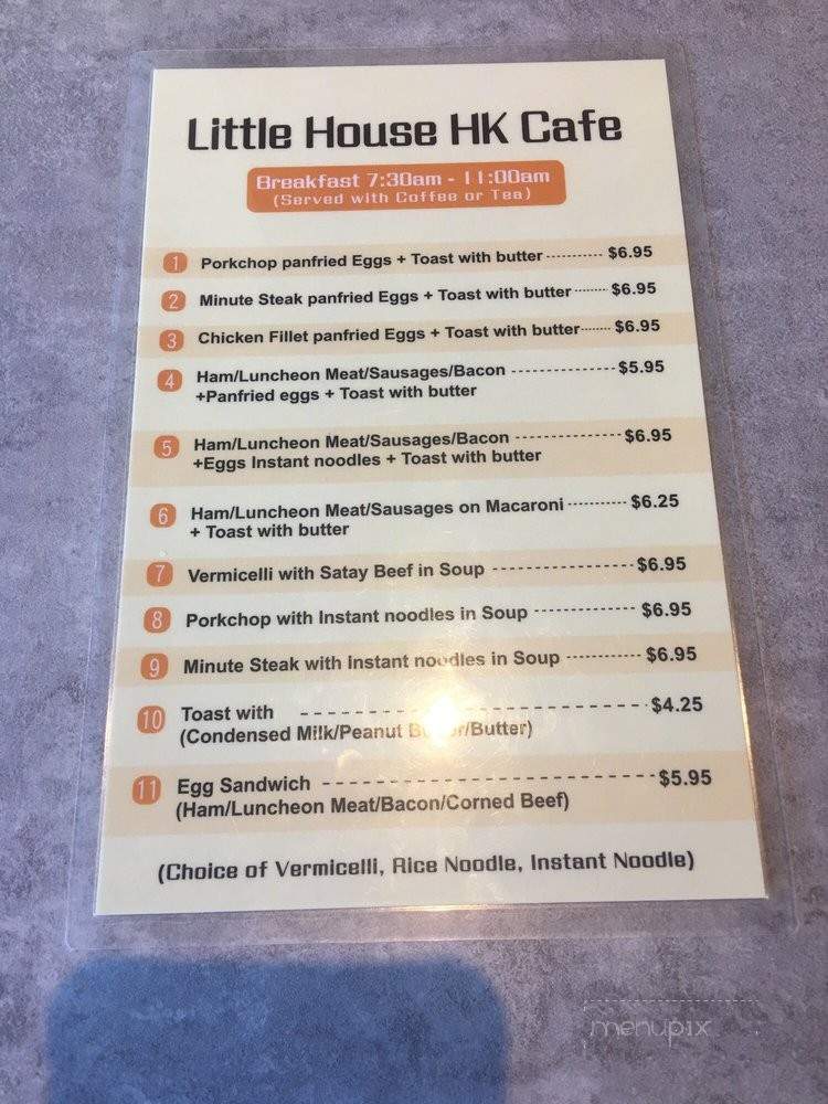 Little House HK cafe - Markham, ON menu_pic