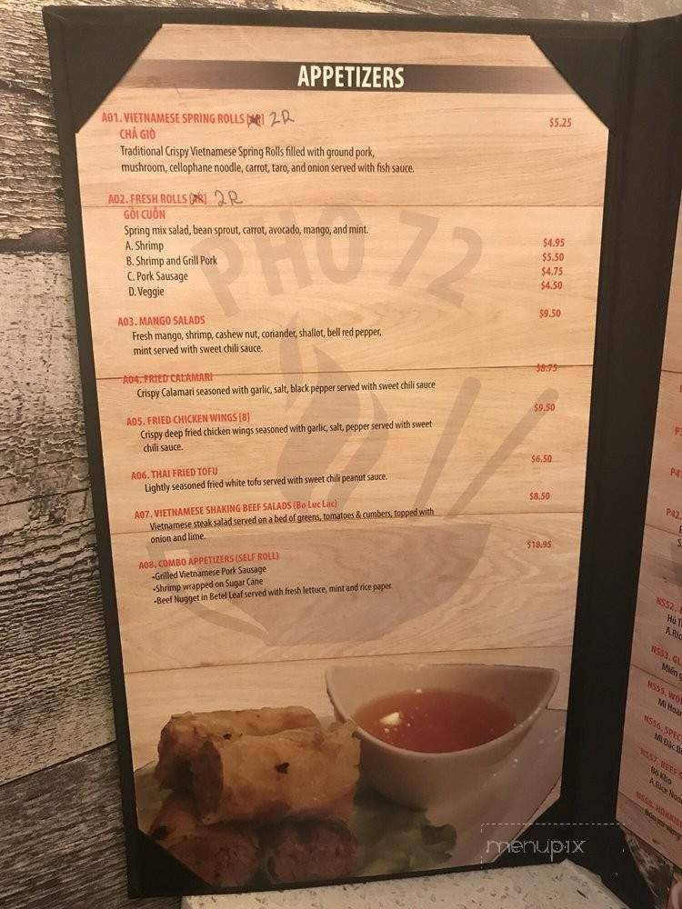 Pho 72 - Markham, ON menu_pic
