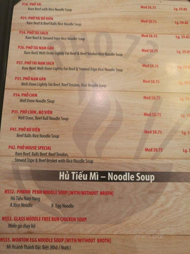 Pho 72 - Markham, ON menu_pic