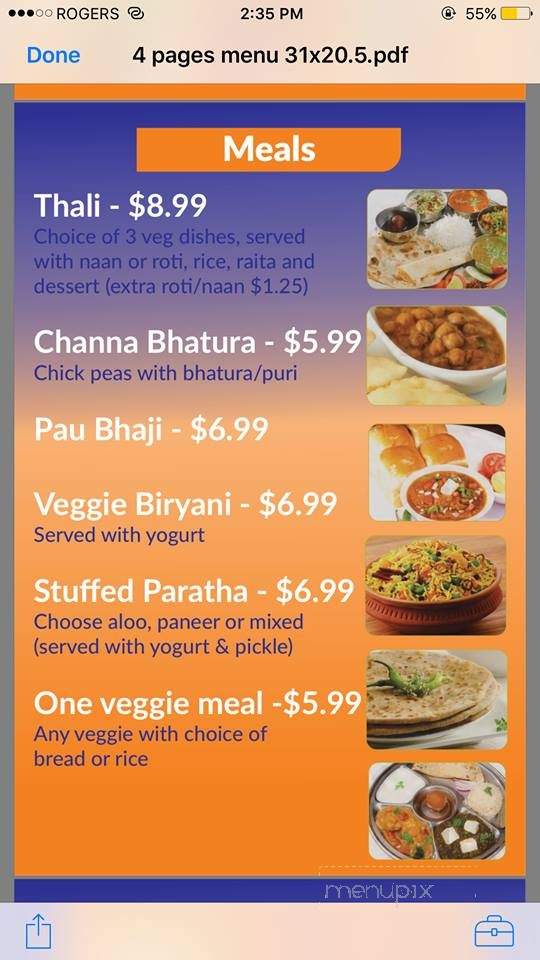 Aahara Foods - Markham, ON menu_pic