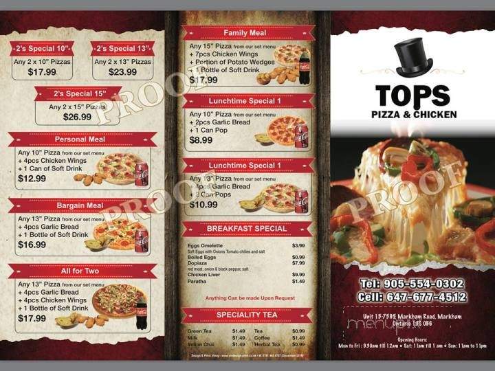 Tops Pizza & Chicken - Markham, ON menu_pic