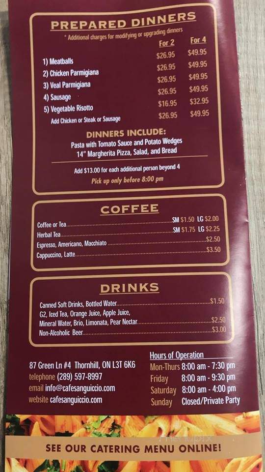 Cafe Sanguiccio - Thornhill, ON menu_pic