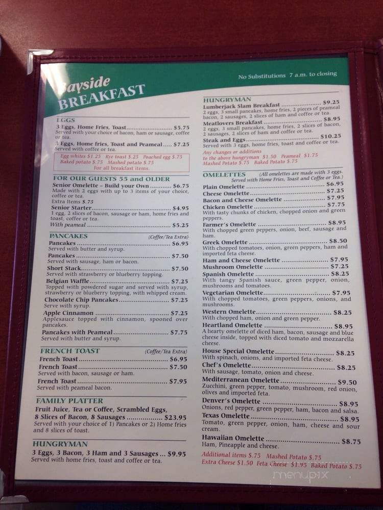 Bayside Restaurant - Orillia, ON menu_pic
