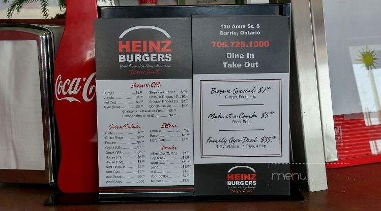 Heinz Burger - Barrie, ON menu_pic