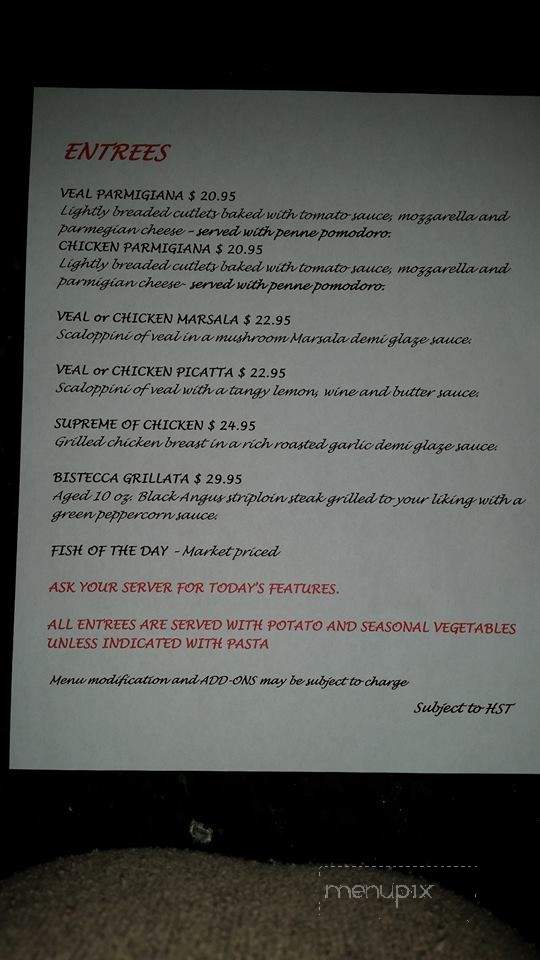 Alfredo's Restaurant - Georgina, ON menu_pic