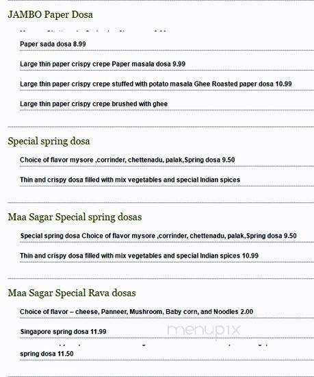 Maa Sagar - Mississauga, ON menu_pic