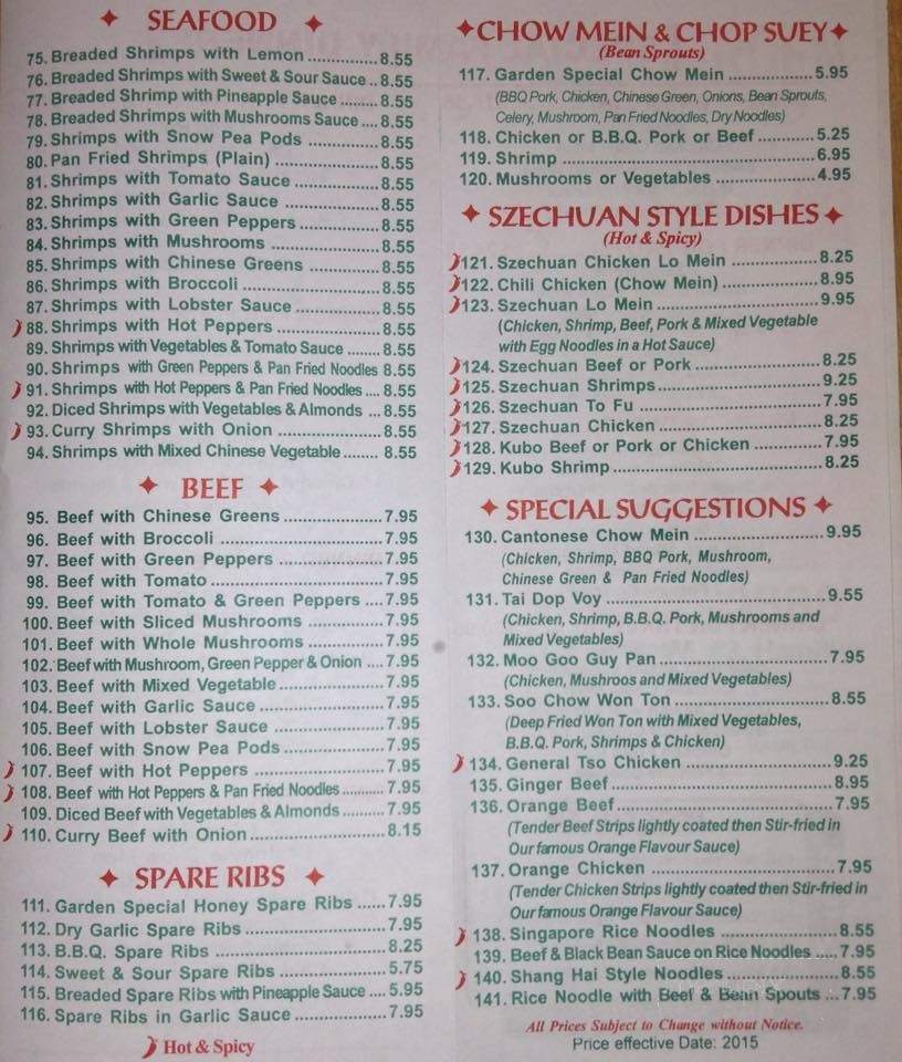 West Garden Chinese Food - Hamilton, ON menu_pic