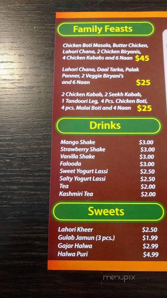 Lahori Tarka - Toronto, ON menu_pic