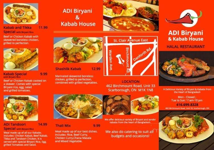 Adi Biryani & Kabab House - Toronto, ON menu_pic
