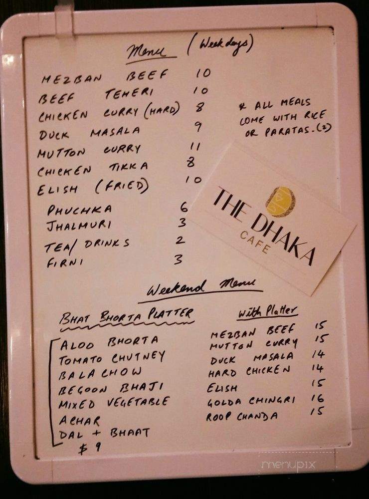 The Dhaka Cafe - Toronto, ON menu_pic
