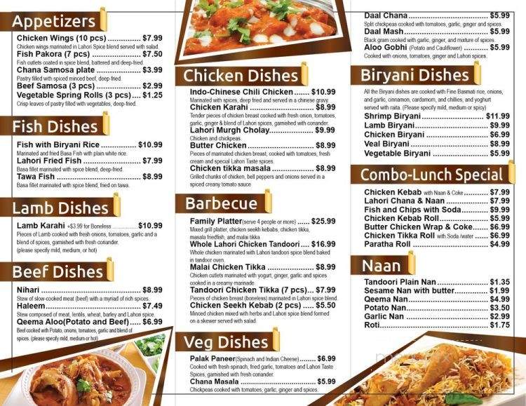Lahori Taste - Toronto, ON menu_pic