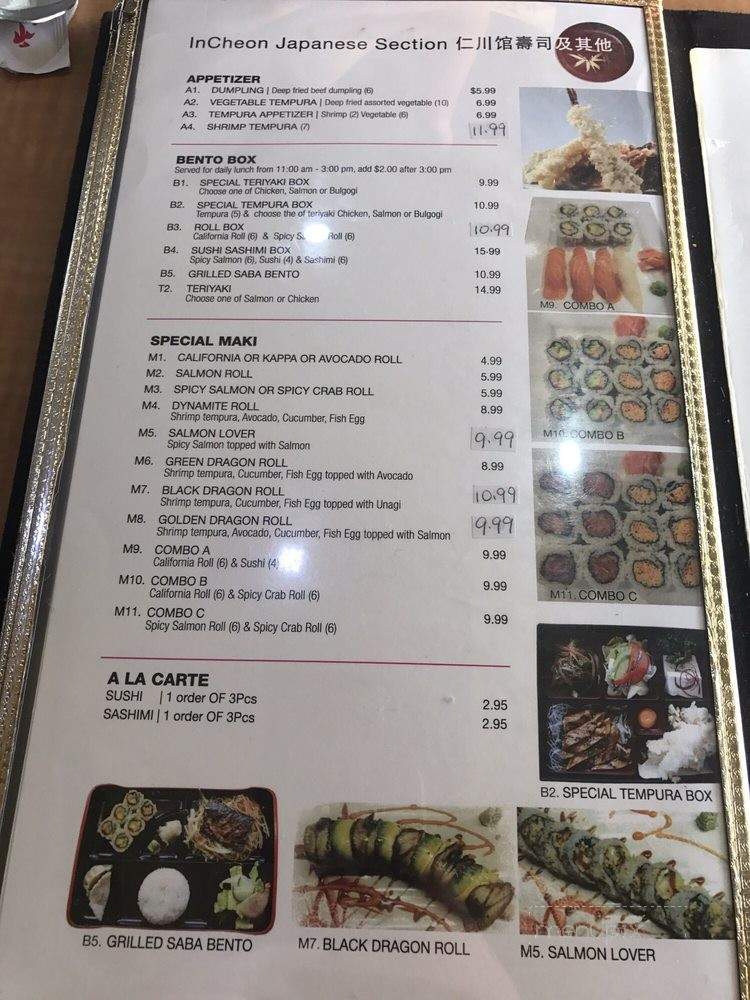 In Cheon House Korean & Japanese Restaurant - Toronto, ON menu_pic