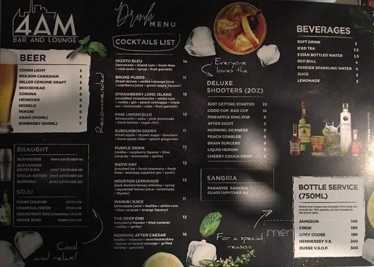 4AM Bar & Lounge - Toronto, ON menu_pic