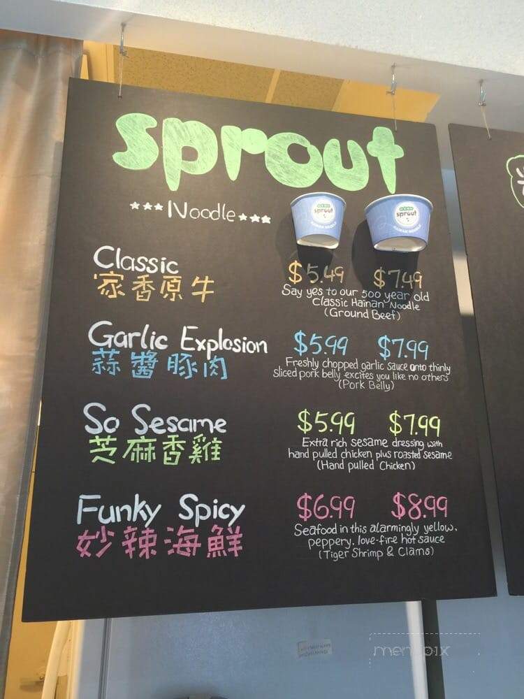 Sprout Hainan Noodle - Toronto, ON menu_pic
