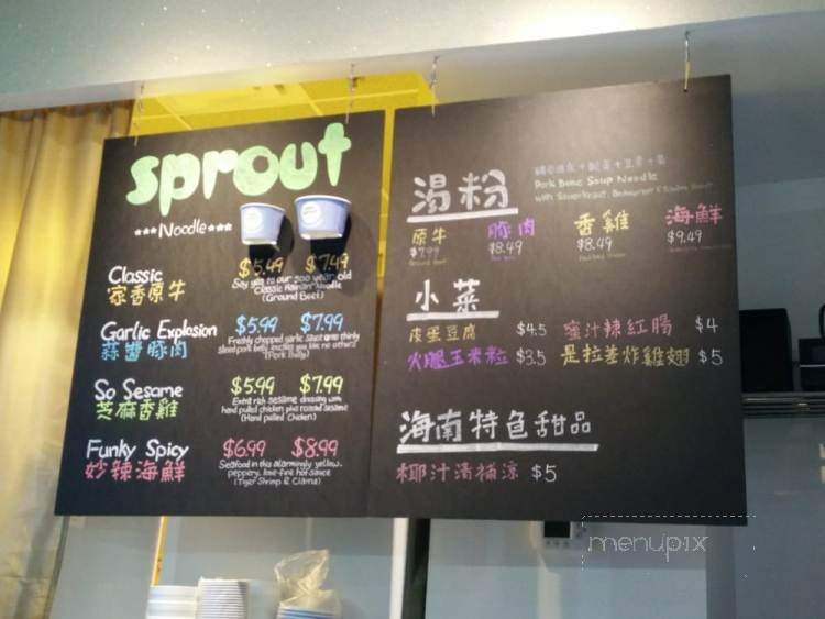 Sprout Hainan Noodle - Toronto, ON menu_pic