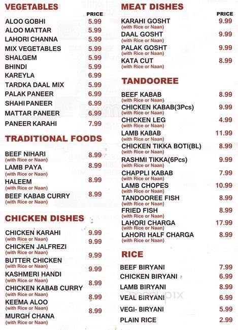 Taste Of Tandooree And Sweets - Toronto, ON menu_pic