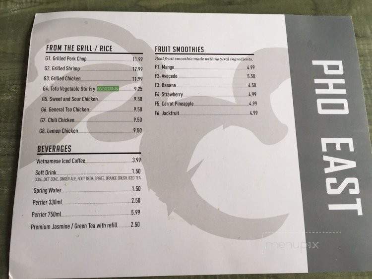 Pho East - Toronto, ON menu_pic