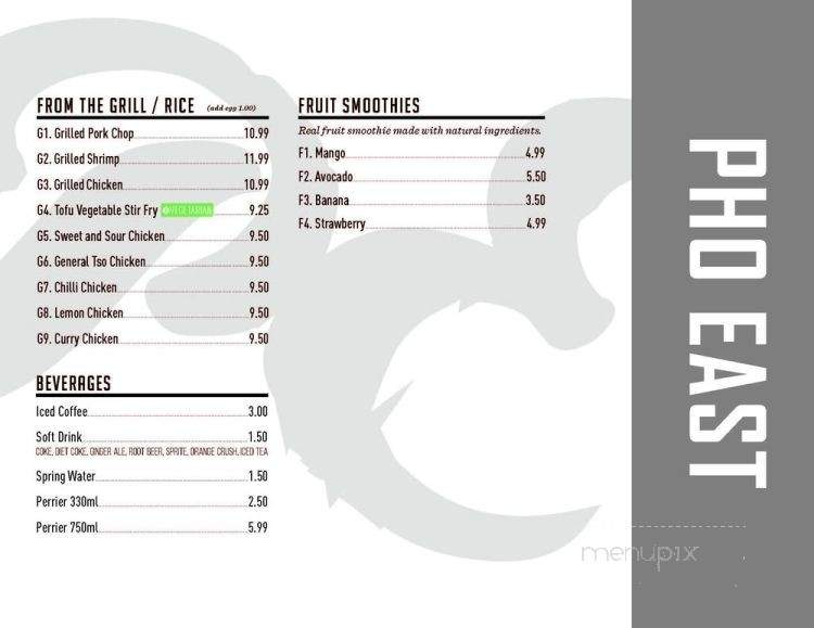 Pho East - Toronto, ON menu_pic