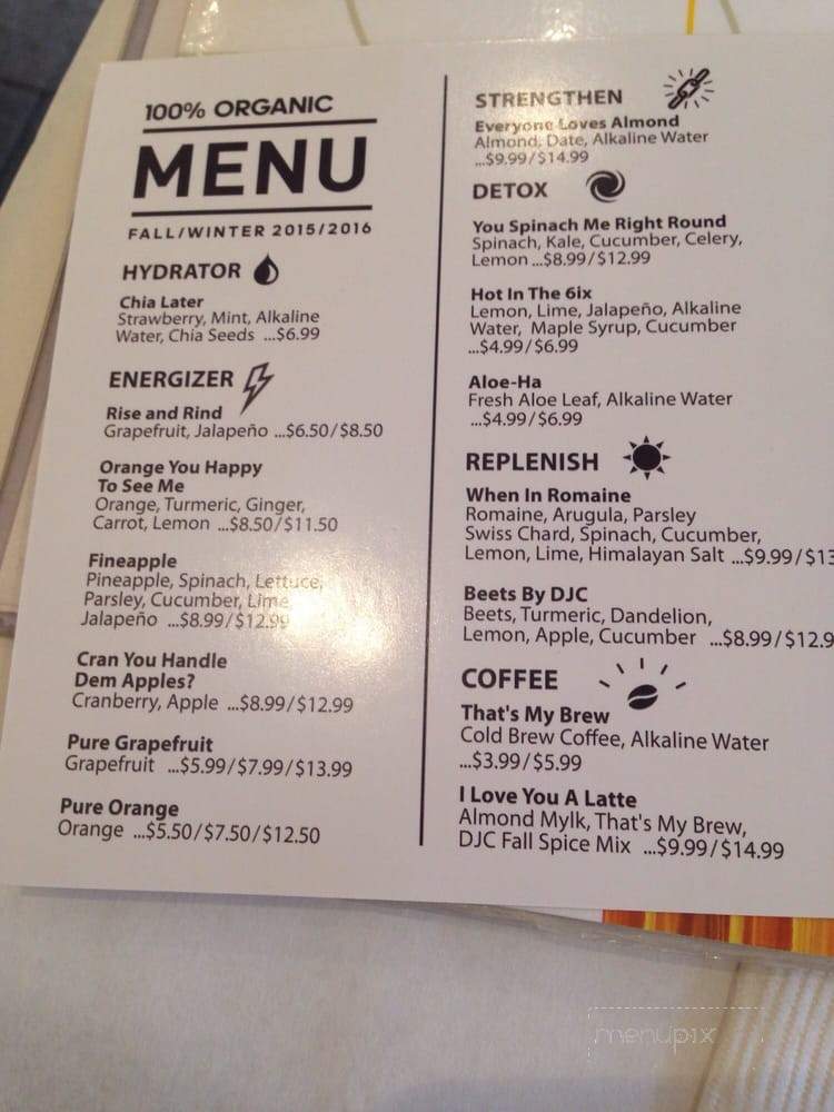 Drink Juice - Toronto, ON menu_pic