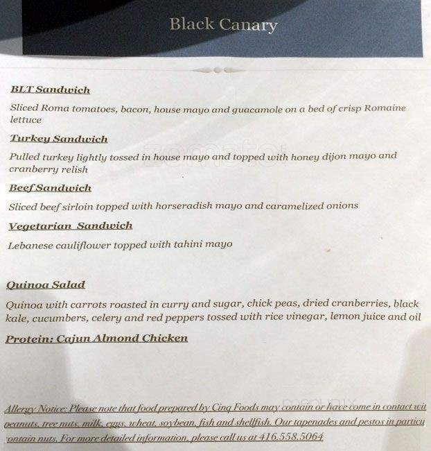 The Black Canary Espresso Bar - Toronto, ON menu_pic