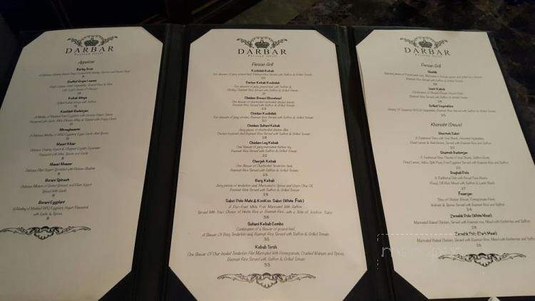 Darbar Persian Grill - Toronto, ON menu_pic