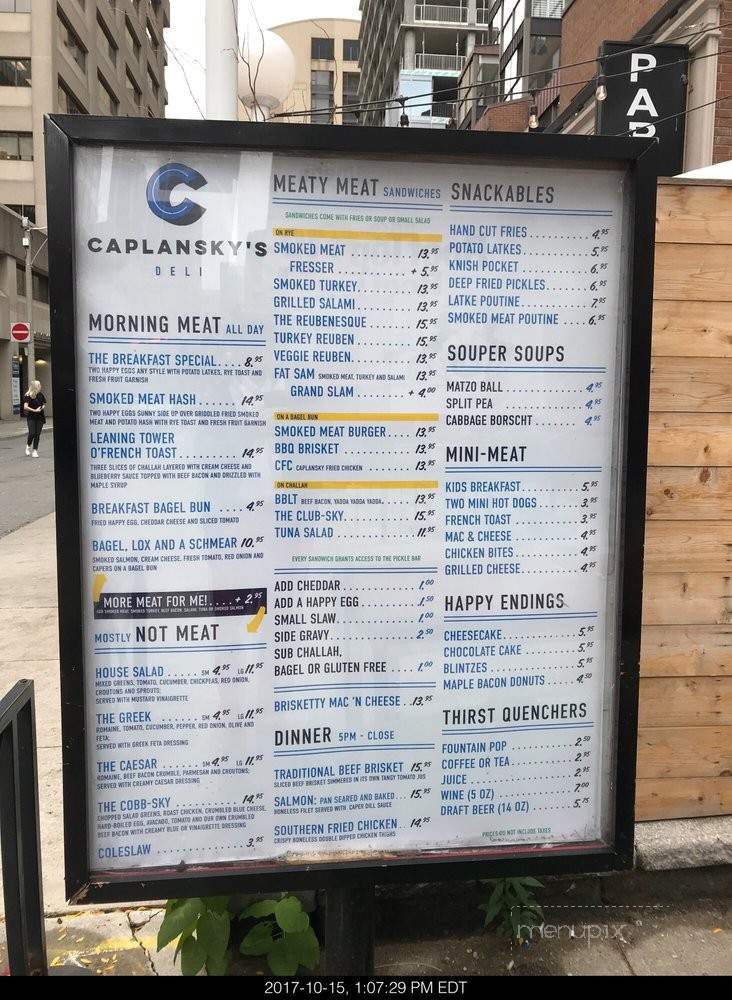 Caplansky's Delicatessen - Toronto, ON menu_pic