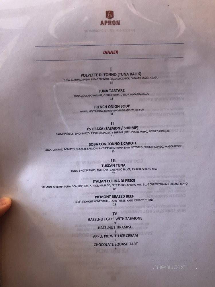 J's Apron - Toronto, ON menu_pic