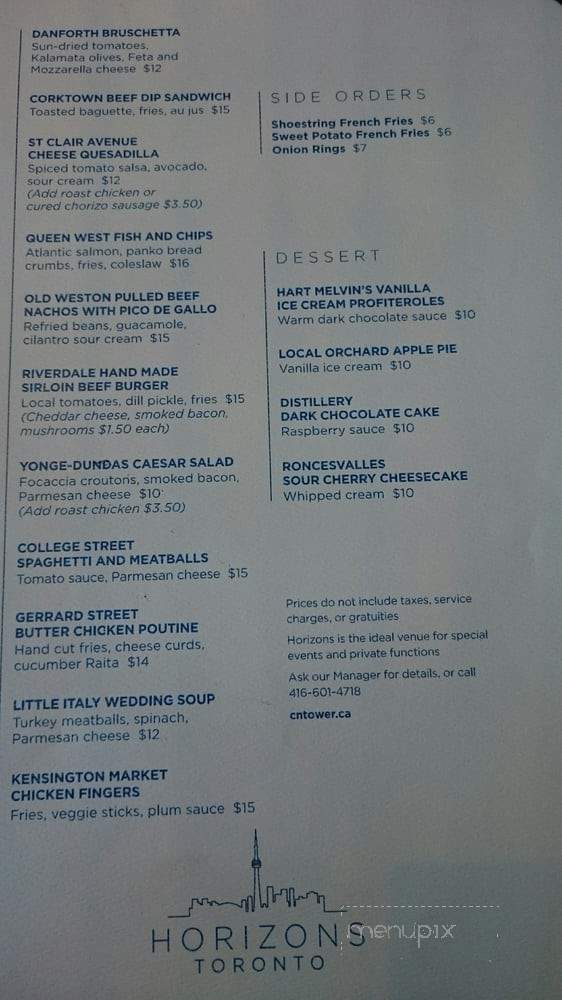 Horizons Restaurant - Toronto, ON menu_pic