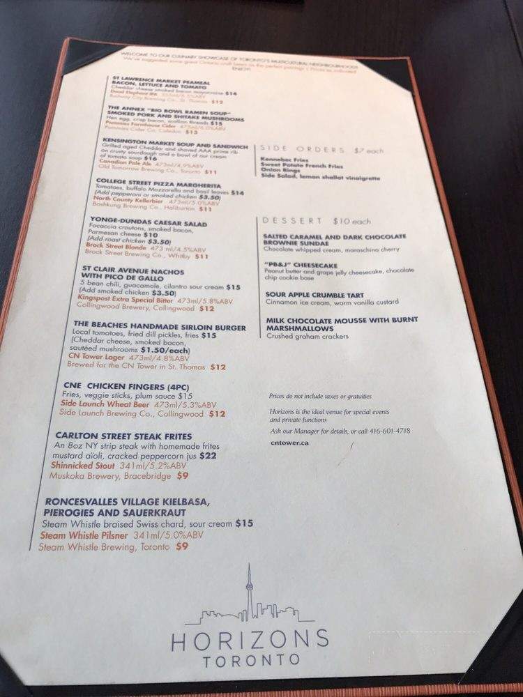 Horizons Restaurant - Toronto, ON menu_pic