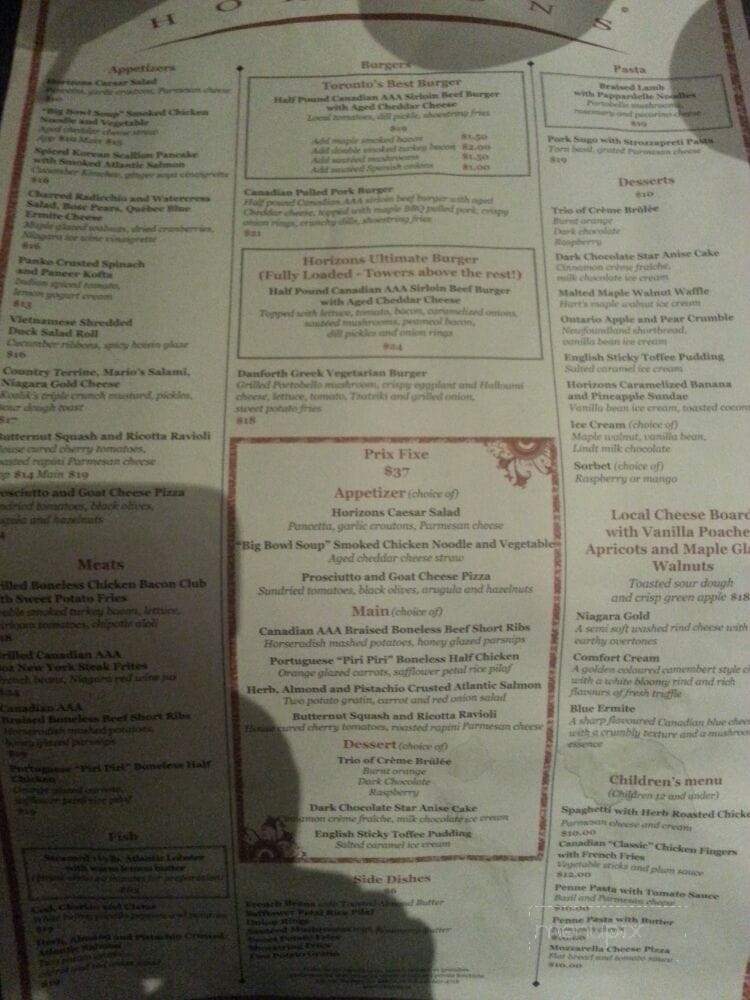 Horizons Restaurant - Toronto, ON menu_pic
