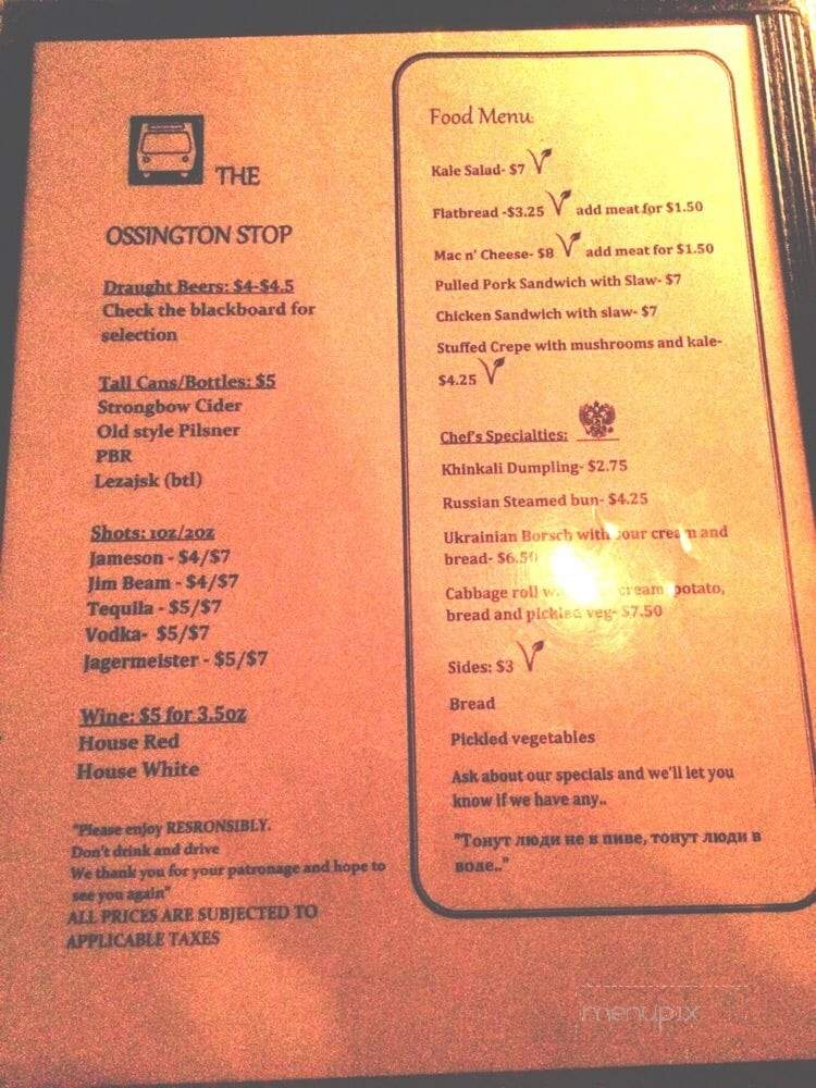 Ossington Stop - Toronto, ON menu_pic