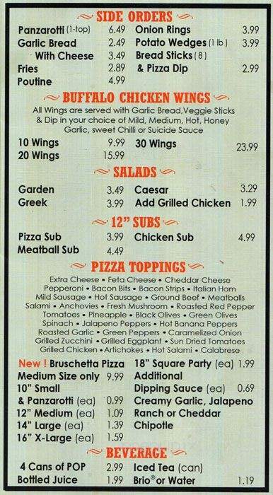 Pizza Maple - Toronto, ON menu_pic