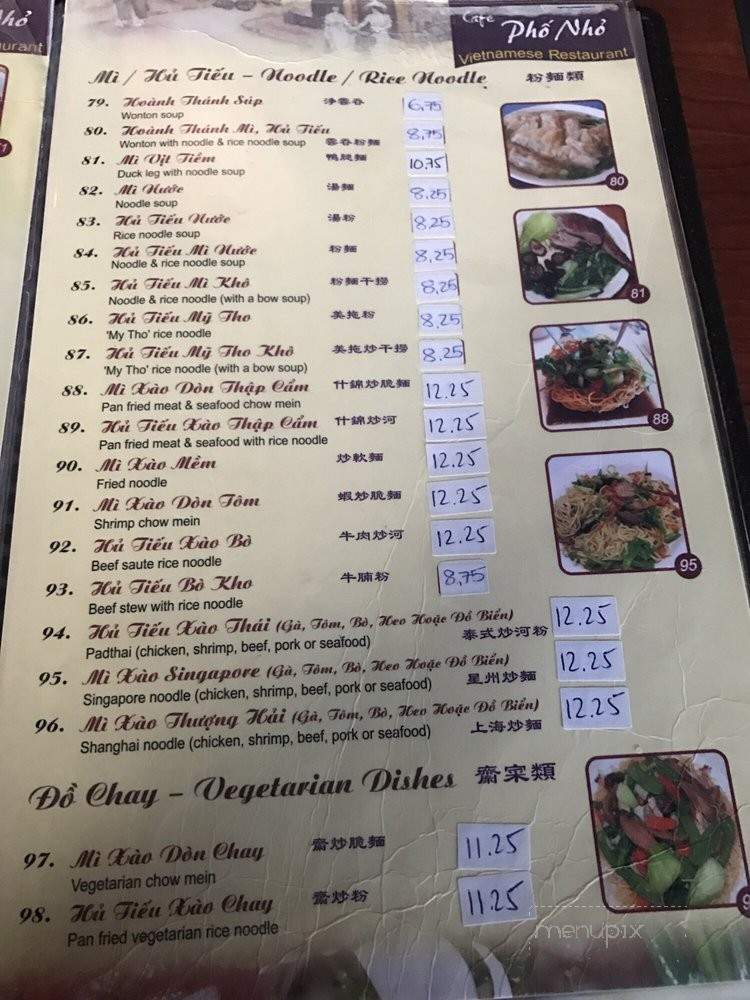 Cafe Pho Nho - Toronto, ON menu_pic