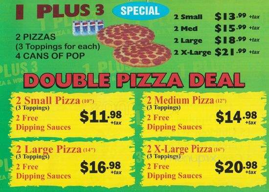 1 Plus 3 Pizza & Wings - Toronto, ON menu_pic
