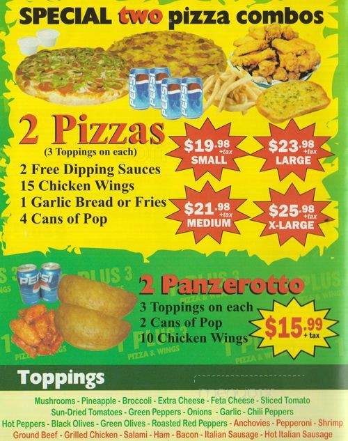 1 Plus 3 Pizza & Wings - Toronto, ON menu_pic