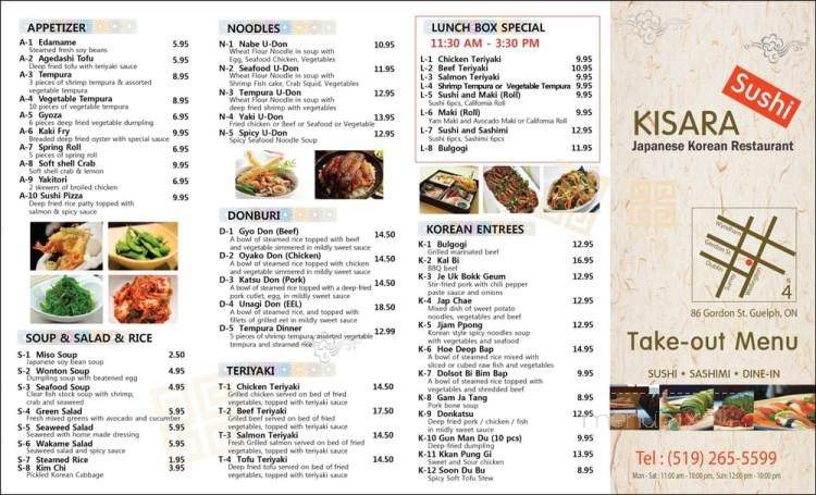 Kisara Sushi - Guelph, ON menu_pic