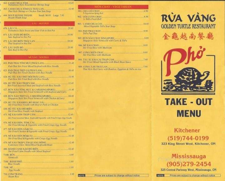 Golden Turtle Restaurant - Kitchener, ON menu_pic